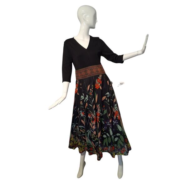 Whimsical Fairy Womens size XS Floral Flowy Career Wedding Guest Swing Dress - Picture 8 of 12